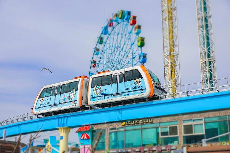 【仁川站】韓國最長旅遊單軌列車 -『仁川月尾海洋列車(월미바다열차)』從空中擁抱海洋！