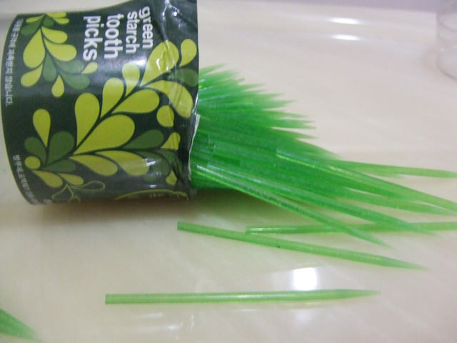 韓國特有的그린녹말 이쑤시개環保綠澱粉牙籤